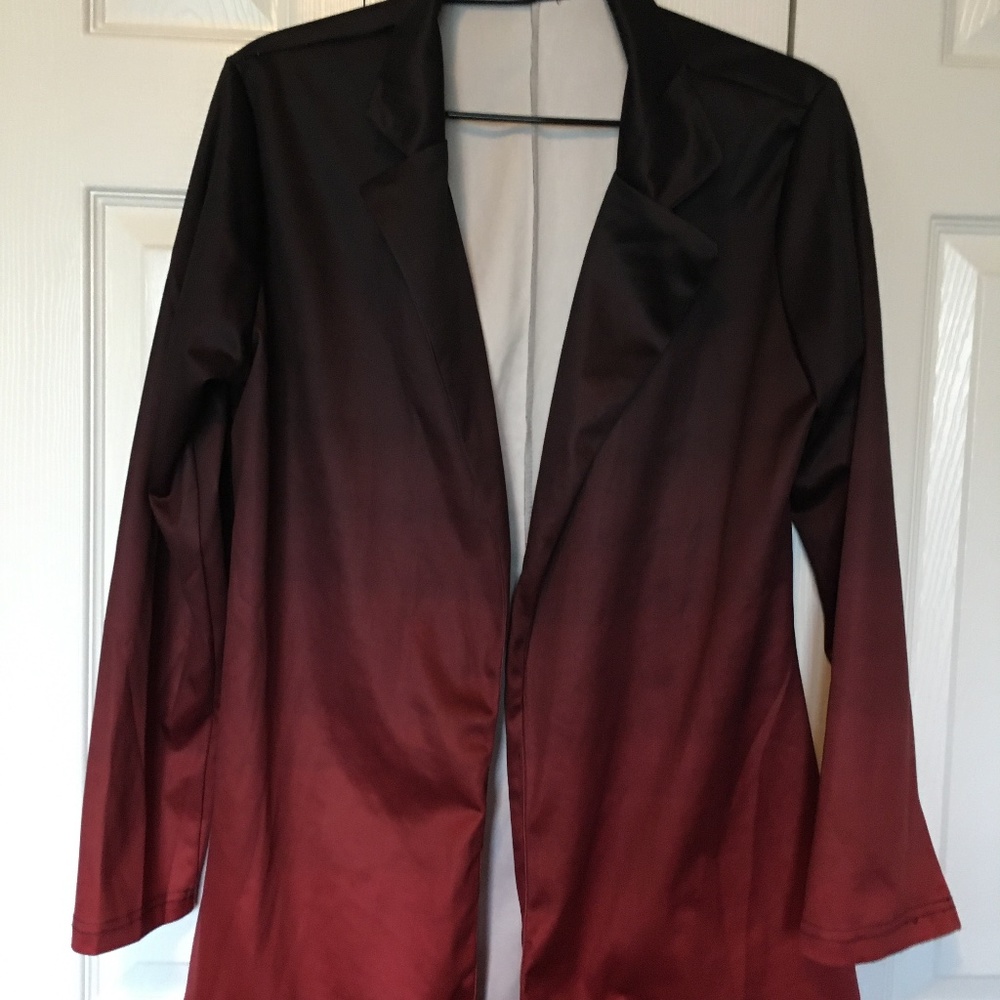 Red  Casual Blazer Long Sleeve Jacket this jacket is semi shiny not matte size L